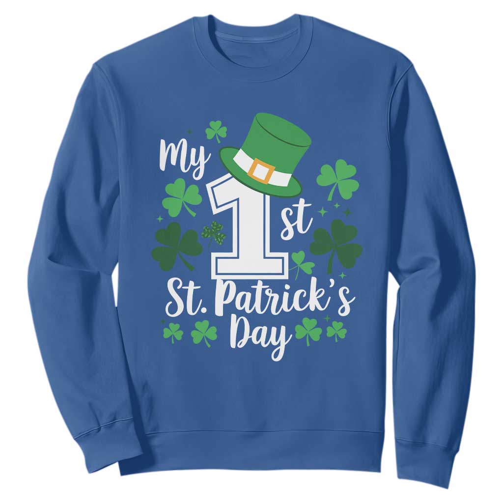 Funny My 1st St Patrick's Day Sweatshirt Shamrock TS11 Royal Blue Print Your Wear
