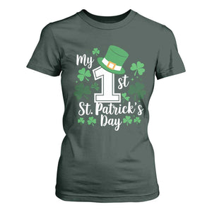 Funny My 1st St Patrick's Day T Shirt For Women Shamrock TS11 Dark Forest Green Print Your Wear