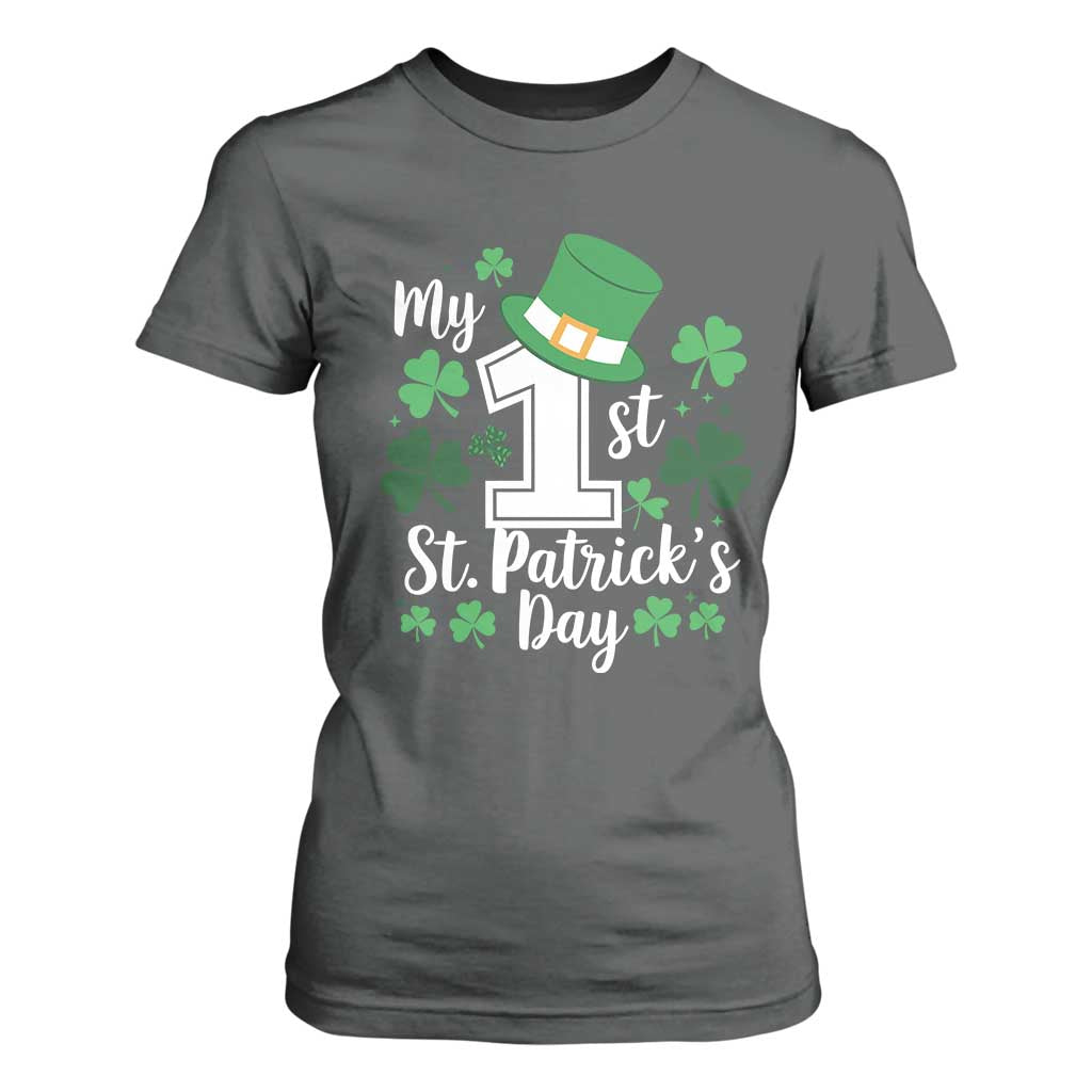 Funny My 1st St Patrick's Day T Shirt For Women Shamrock TS11 Dark Heather Print Your Wear