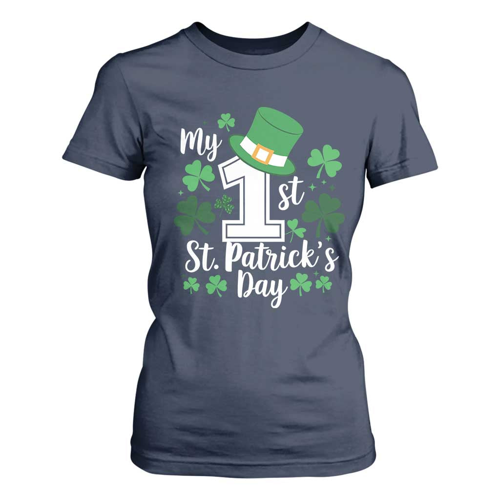 Funny My 1st St Patrick's Day T Shirt For Women Shamrock TS11 Navy Print Your Wear
