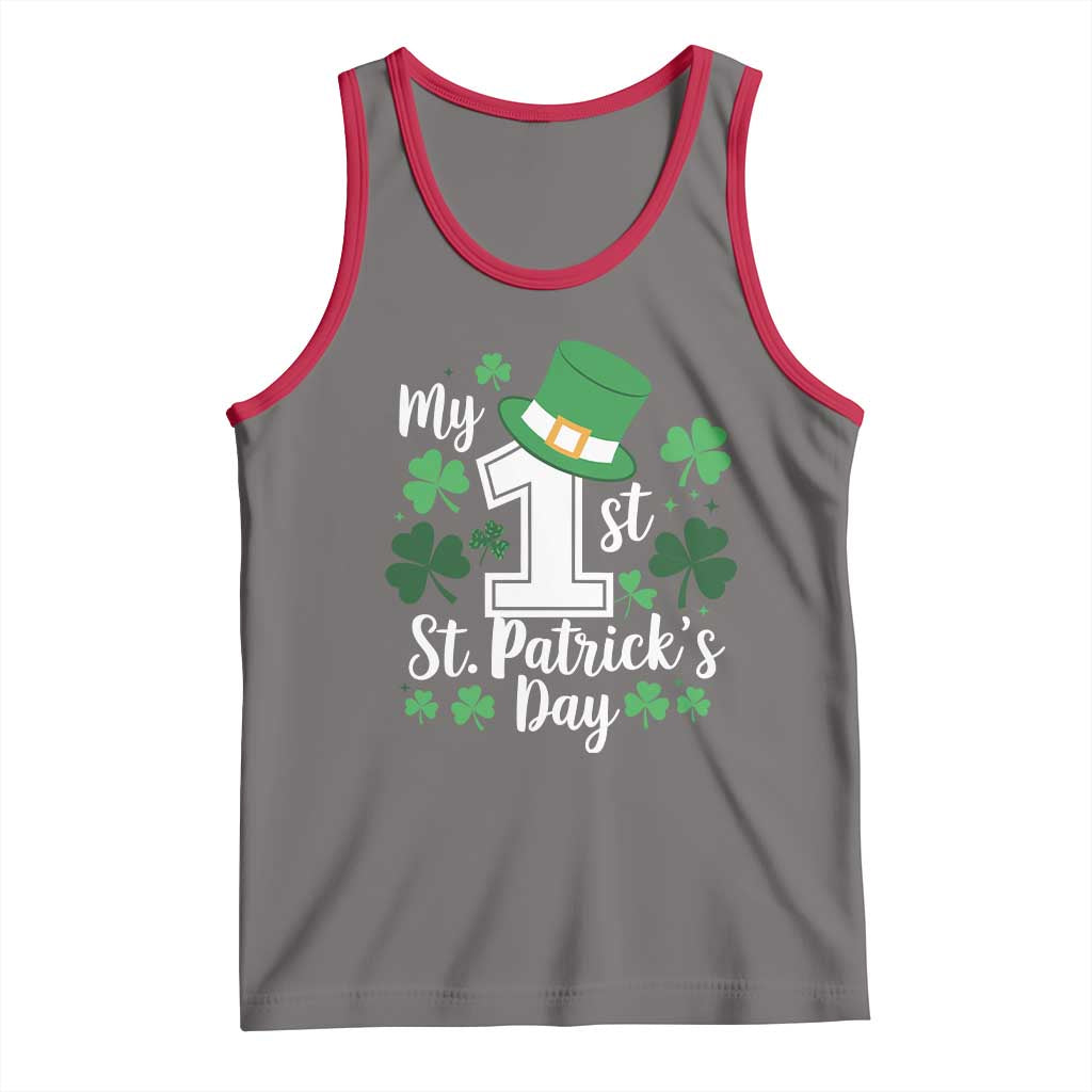 Funny My 1st St Patrick's Day Tank Top Shamrock TS11 Deep Heather Red Print Your Wear