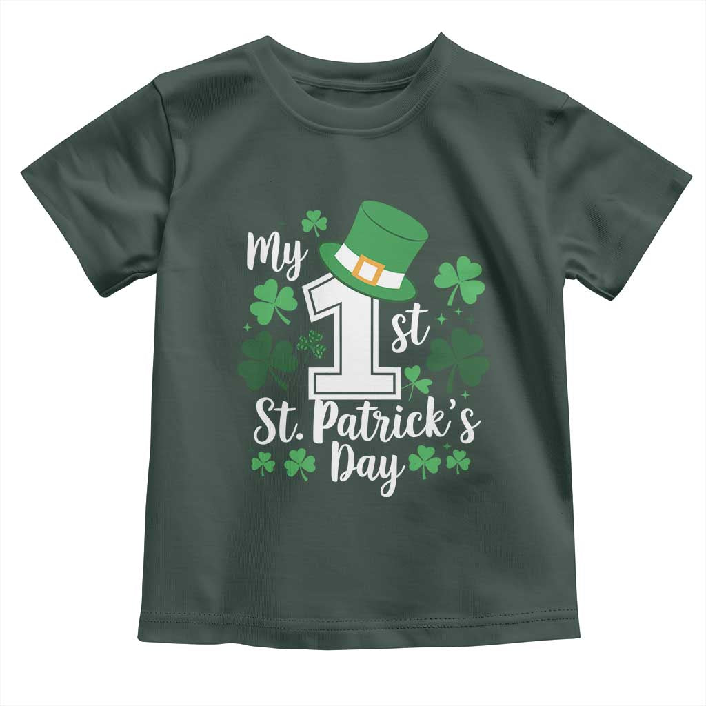 Funny My 1st St Patrick's Day Toddler T Shirt Shamrock TS11 Dark Forest Green Print Your Wear