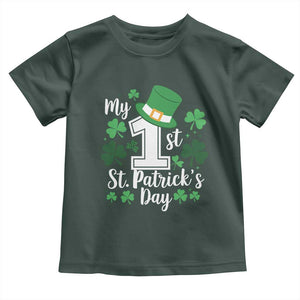 Funny My 1st St Patrick's Day Toddler T Shirt Shamrock TS11 Dark Forest Green Print Your Wear
