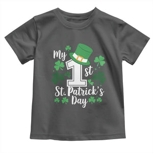 Funny My 1st St Patrick's Day Toddler T Shirt Shamrock TS11 Dark Heather Print Your Wear