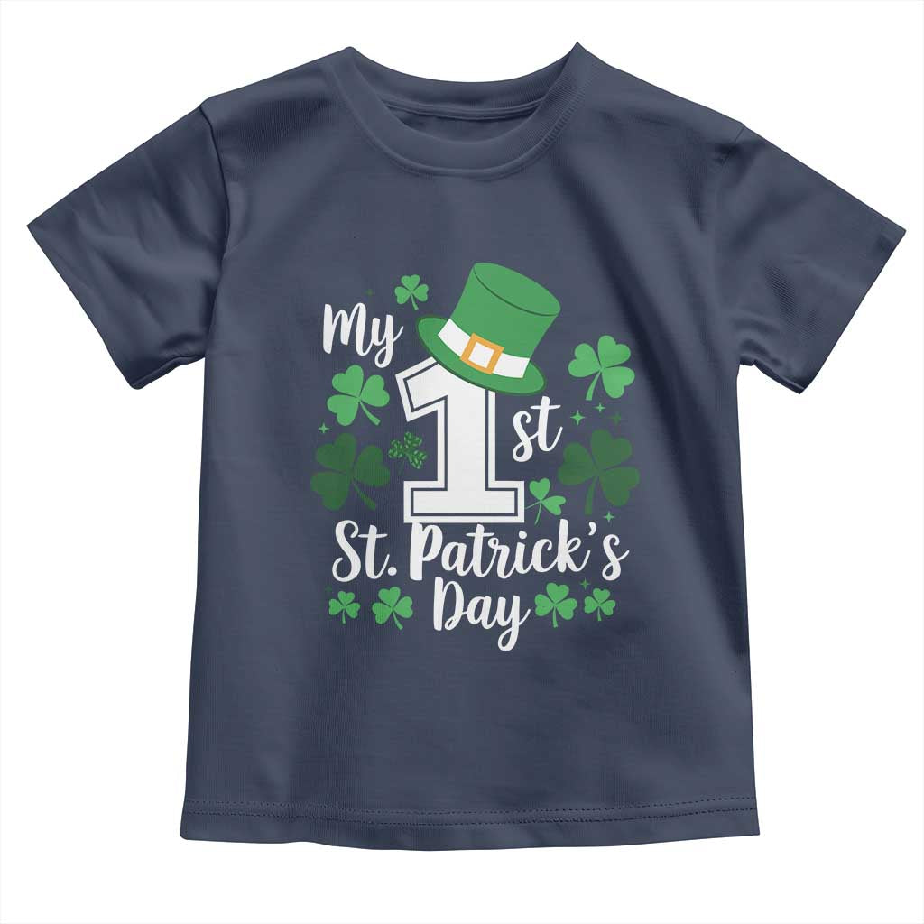 Funny My 1st St Patrick's Day Toddler T Shirt Shamrock TS11 Navy Print Your Wear