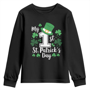 Funny My 1st St Patrick's Day Youth Sweatshirt Shamrock TS11 Black Print Your Wear