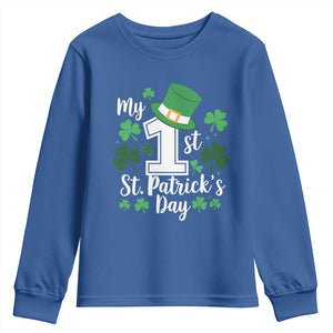 Funny My 1st St Patrick's Day Youth Sweatshirt Shamrock TS11 Royal Blue Print Your Wear