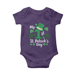Funny My 1st St Patrick's Day Baby Onesie Shamrock Glitter Print TS11 Purple Print Your Wear