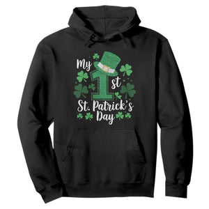 Funny My 1st St Patrick's Day Hoodie Shamrock Glitter Print TS11 Black Print Your Wear