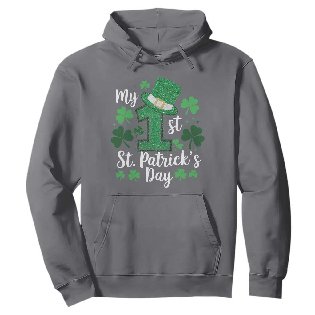 Funny My 1st St Patrick's Day Hoodie Shamrock Glitter Print TS11 Charcoal Print Your Wear