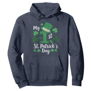 Funny My 1st St Patrick's Day Hoodie Shamrock Glitter Print TS11 Navy Print Your Wear