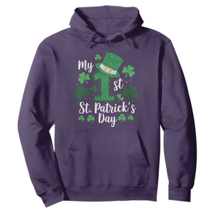 Funny My 1st St Patrick's Day Hoodie Shamrock Glitter Print TS11 Purple Print Your Wear