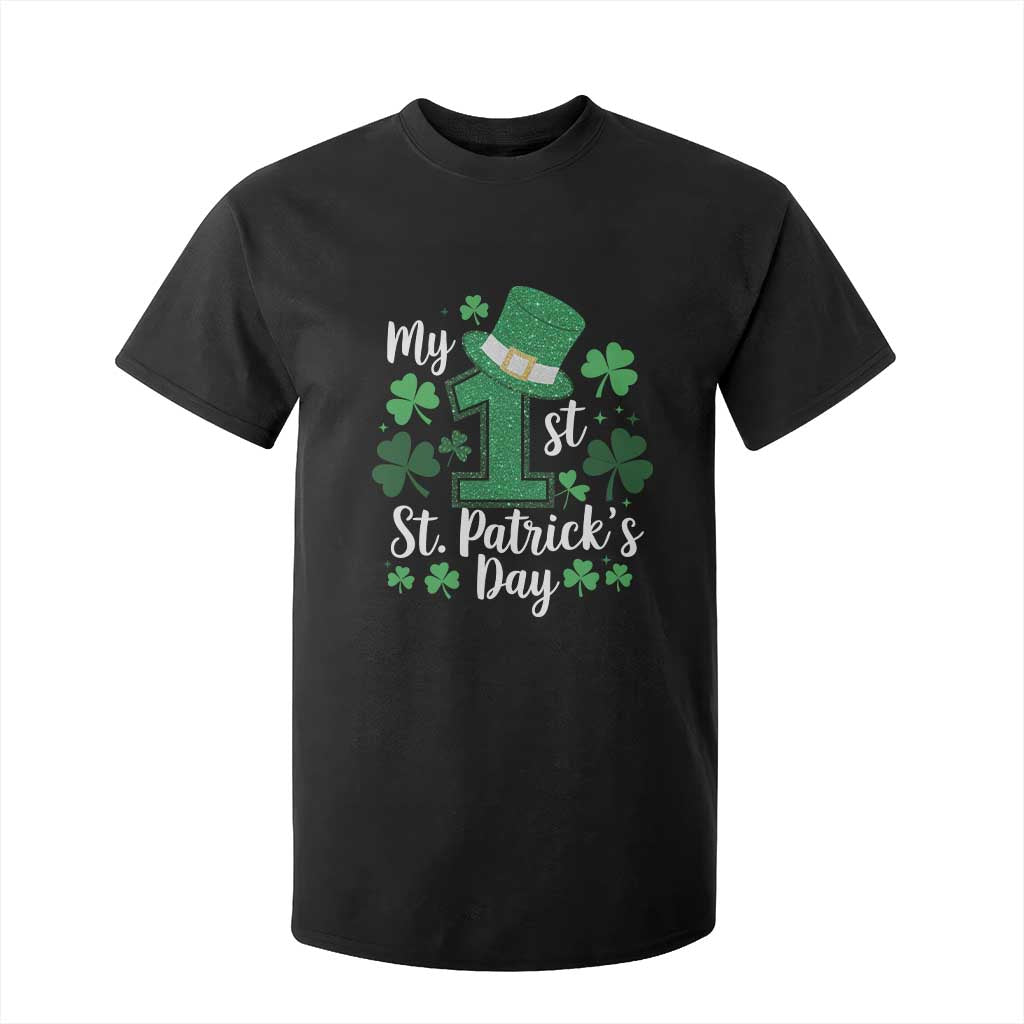 Funny My 1st St Patrick's Day T Shirt For Kid Shamrock Glitter Print TS11 Black Print Your Wear