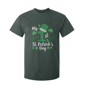 Funny My 1st St Patrick's Day T Shirt For Kid Shamrock Glitter Print TS11 Dark Forest Green Print Your Wear