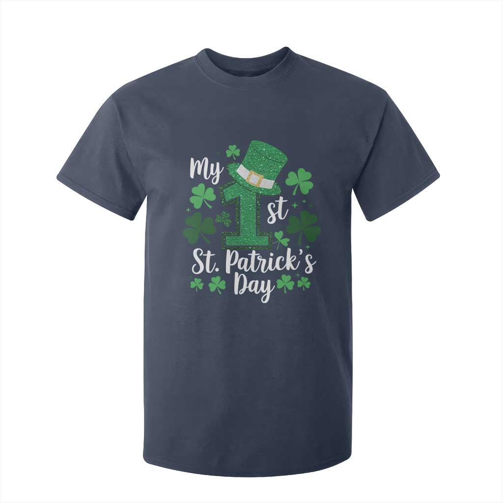 Funny My 1st St Patrick's Day T Shirt For Kid Shamrock Glitter Print TS11 Navy Print Your Wear