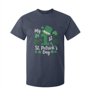 Funny My 1st St Patrick's Day T Shirt For Kid Shamrock Glitter Print TS11 Navy Print Your Wear