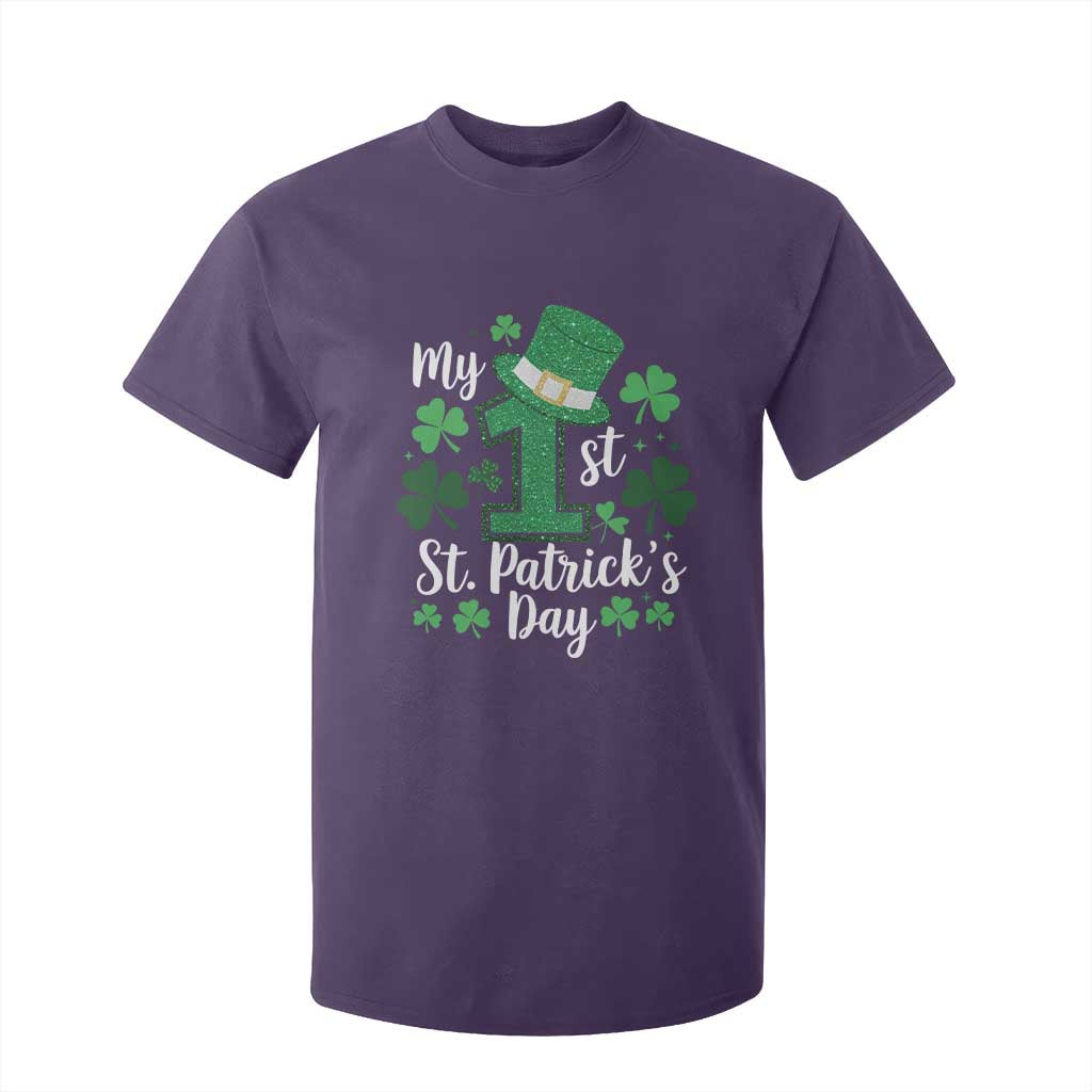 Funny My 1st St Patrick's Day T Shirt For Kid Shamrock Glitter Print TS11 Purple Print Your Wear