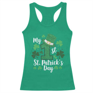 Funny My 1st St Patrick's Day Racerback Tank Top Shamrock Glitter Print TS11 Irish Green Print Your Wear