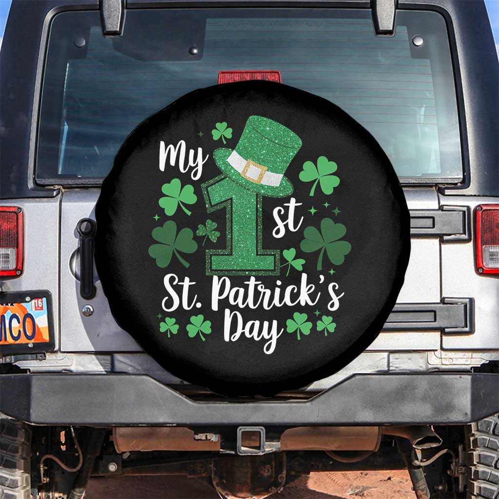 Funny My 1st St Patrick's Day Spare Tire Cover Shamrock Glitter Print TS11 No hole Black Print Your Wear