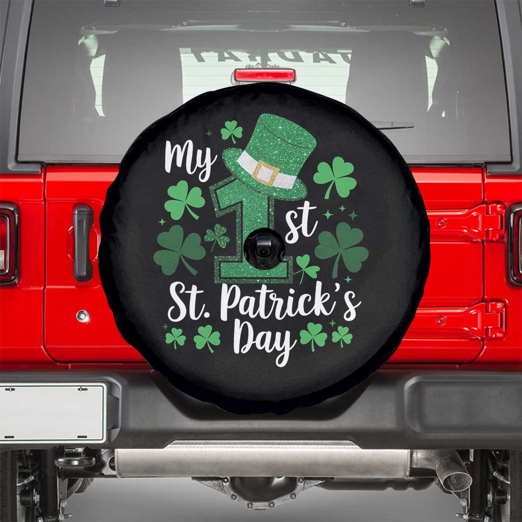 Funny My 1st St Patrick's Day Spare Tire Cover Shamrock Glitter Print TS11 Black Print Your Wear