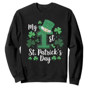 Funny My 1st St Patrick's Day Sweatshirt Shamrock Glitter Print TS11 Black Print Your Wear