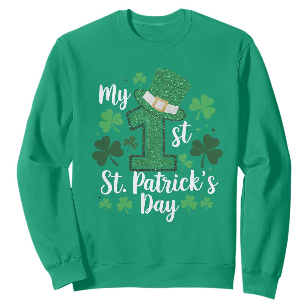 Funny My 1st St Patrick's Day Sweatshirt Shamrock Glitter Print TS11 Irish Green Print Your Wear
