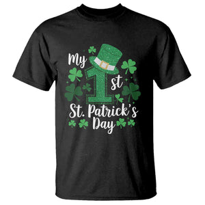 Funny My 1st St Patrick's Day T Shirt Shamrock Glitter Print TS11 Black Print Your Wear