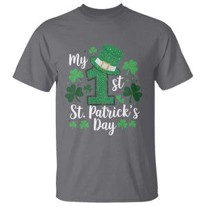 Funny My 1st St Patrick's Day T Shirt Shamrock Glitter Print TS11 Charcoal Print Your Wear