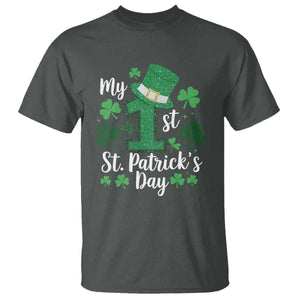 Funny My 1st St Patrick's Day T Shirt Shamrock Glitter Print TS11 Dark Heather Print Your Wear