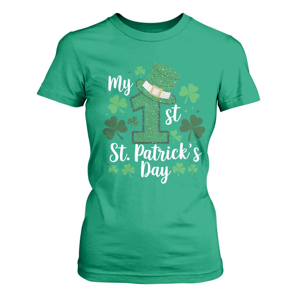 Funny My 1st St Patrick's Day T Shirt For Women Shamrock Glitter Print TS11 Irish Green Print Your Wear