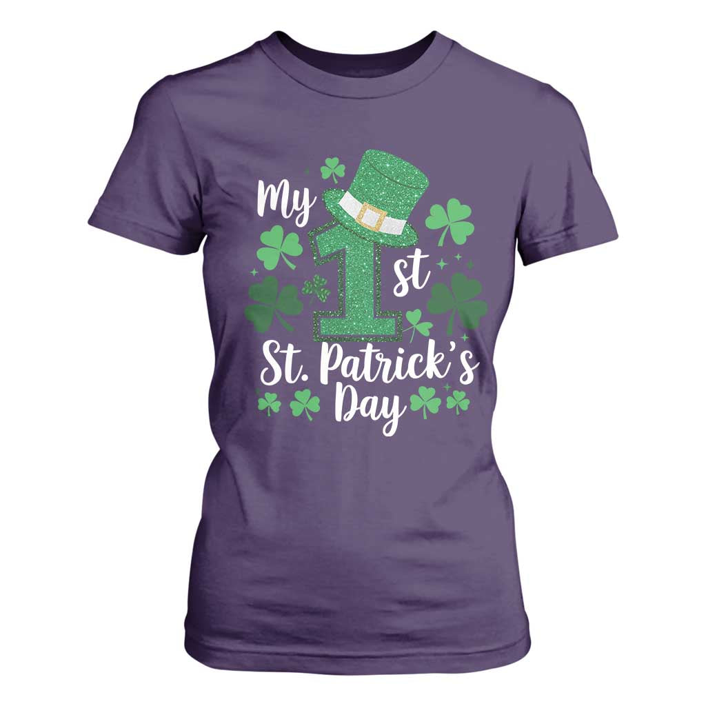 Funny My 1st St Patrick's Day T Shirt For Women Shamrock Glitter Print TS11 Purple Print Your Wear