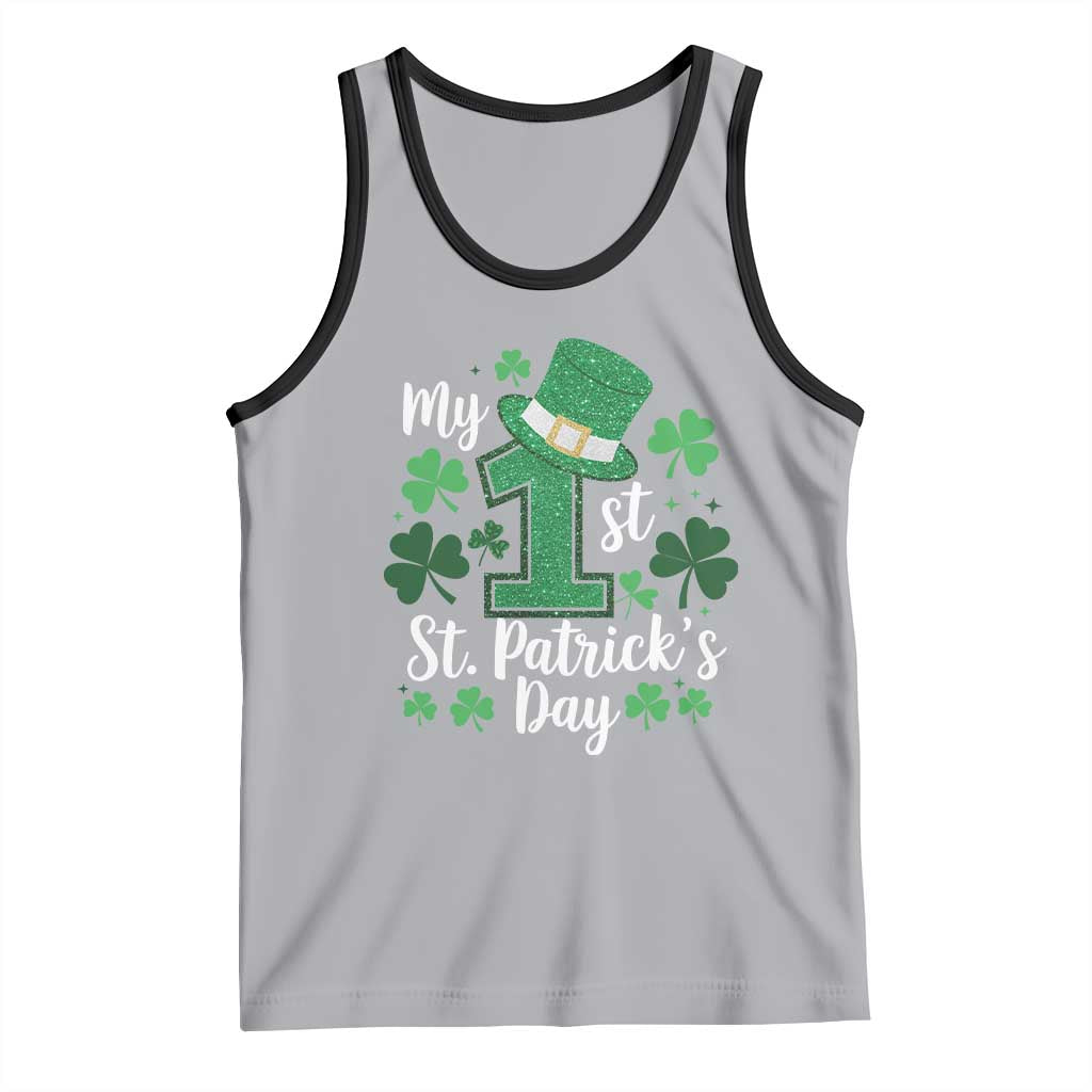 Funny My 1st St Patrick's Day Tank Top Shamrock Glitter Print TS11 Athletic Heather Black Print Your Wear