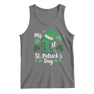Funny My 1st St Patrick's Day Tank Top Shamrock Glitter Print TS11 Black Heather Print Your Wear