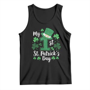Funny My 1st St Patrick's Day Tank Top Shamrock Glitter Print TS11 Black Print Your Wear