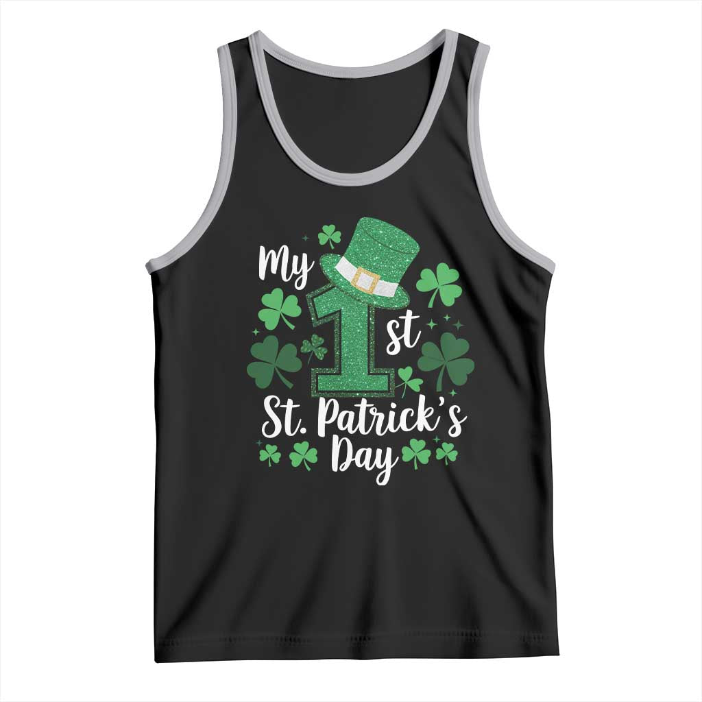 Funny My 1st St Patrick's Day Tank Top Shamrock Glitter Print TS11 Black Athletic Heather Print Your Wear