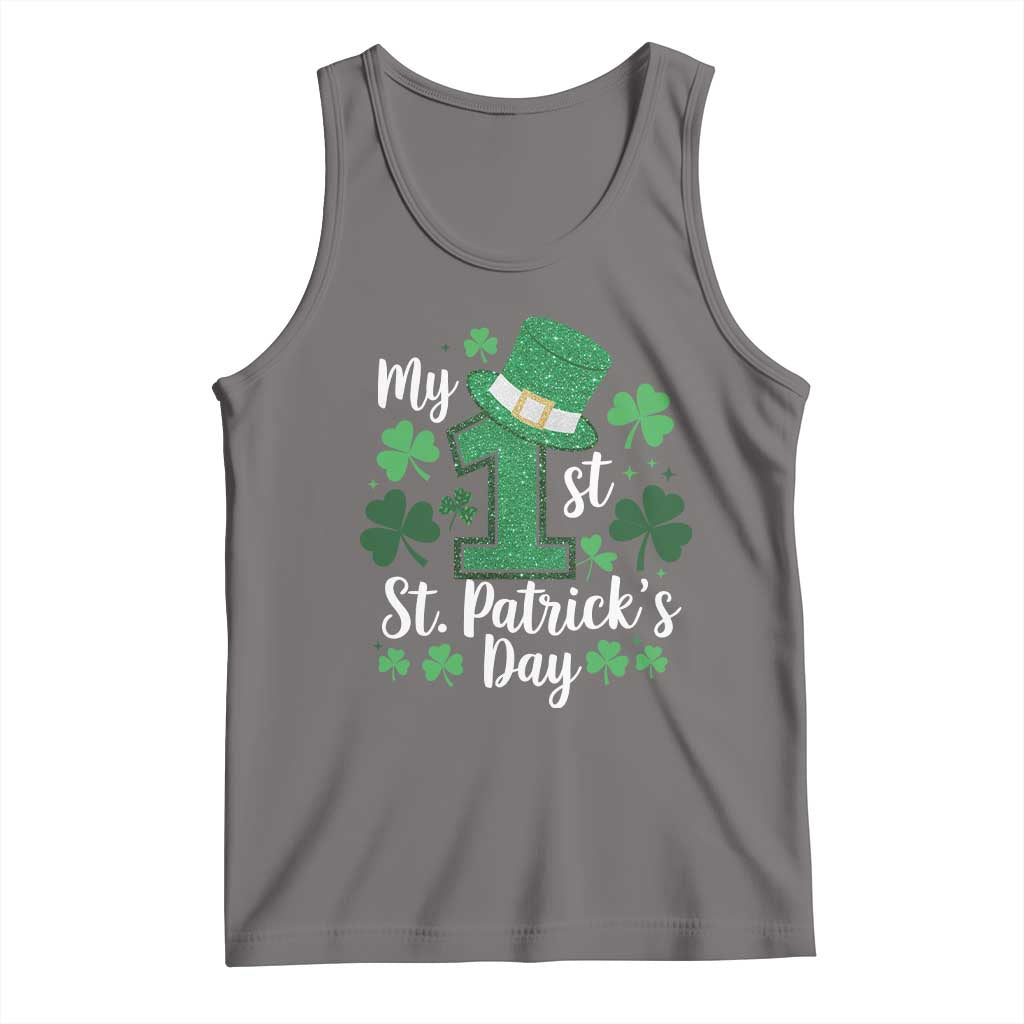 Funny My 1st St Patrick's Day Tank Top Shamrock Glitter Print TS11 Deep Heather Print Your Wear