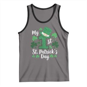 Funny My 1st St Patrick's Day Tank Top Shamrock Glitter Print TS11 Deep Heather Black Print Your Wear