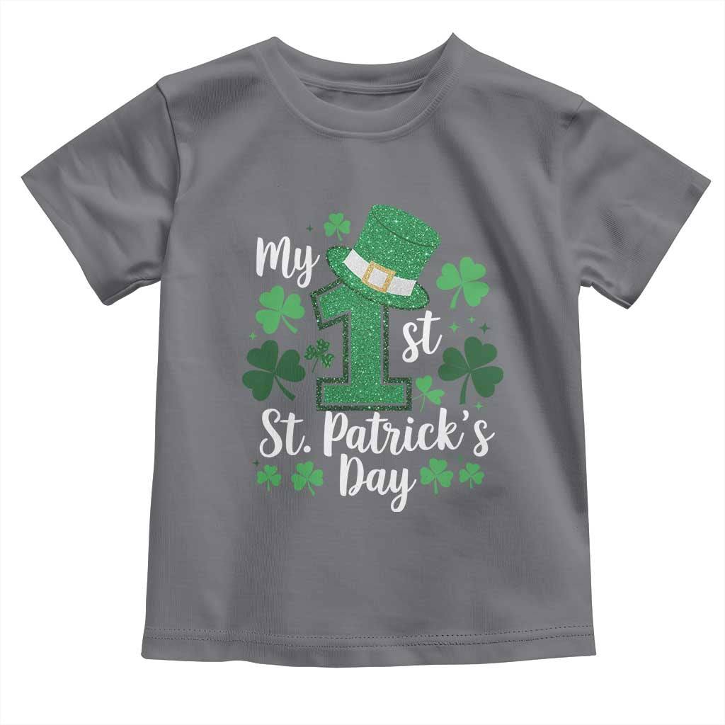 Funny My 1st St Patrick's Day Toddler T Shirt Shamrock Glitter Print TS11 Charcoal Print Your Wear