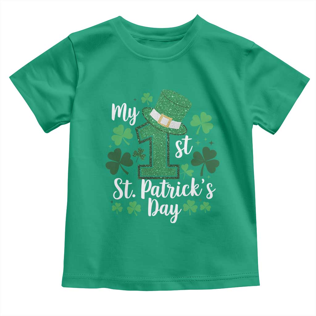 Funny My 1st St Patrick's Day Toddler T Shirt Shamrock Glitter Print TS11 Irish Green Print Your Wear