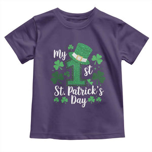 Funny My 1st St Patrick's Day Toddler T Shirt Shamrock Glitter Print TS11 Purple Print Your Wear