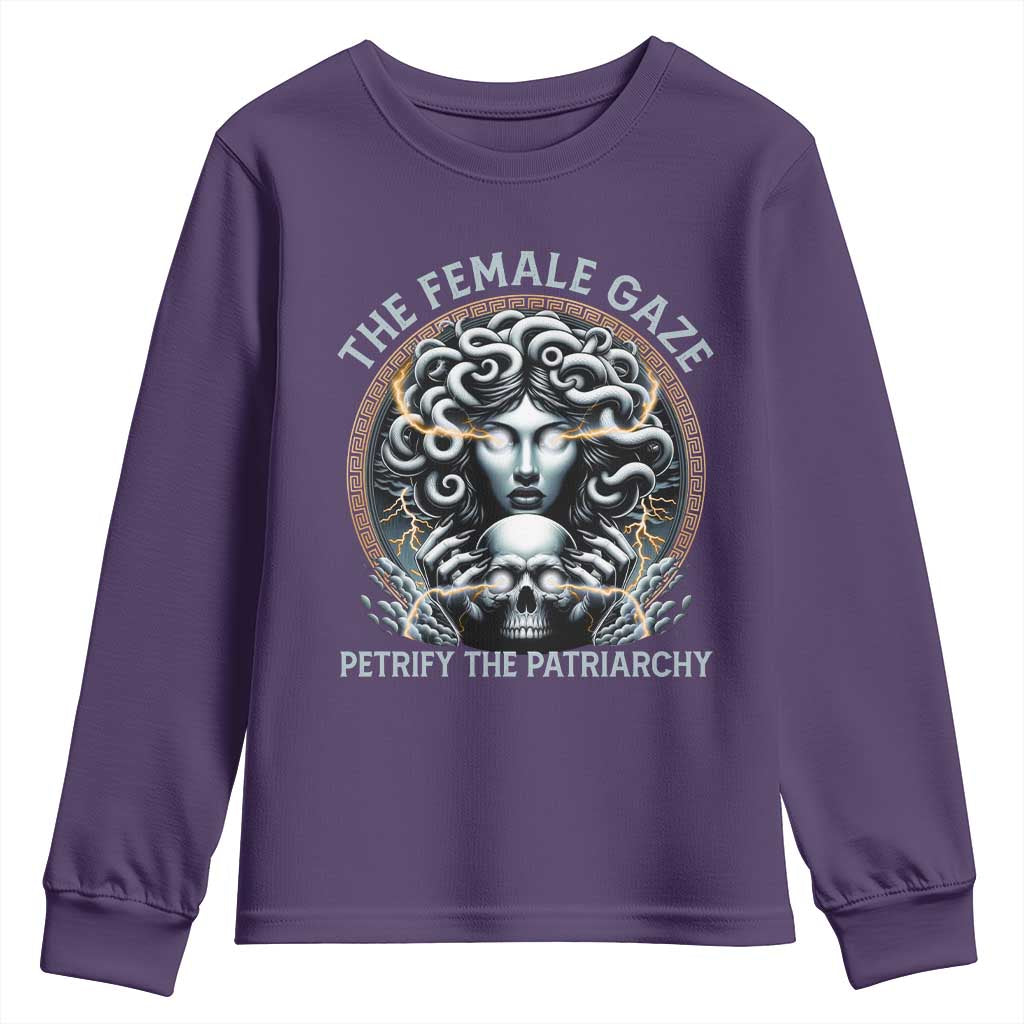 The Female Gaze Petrify The Patriarchy Youth Sweatshirt Feminist TS11 Purple Print Your Wear