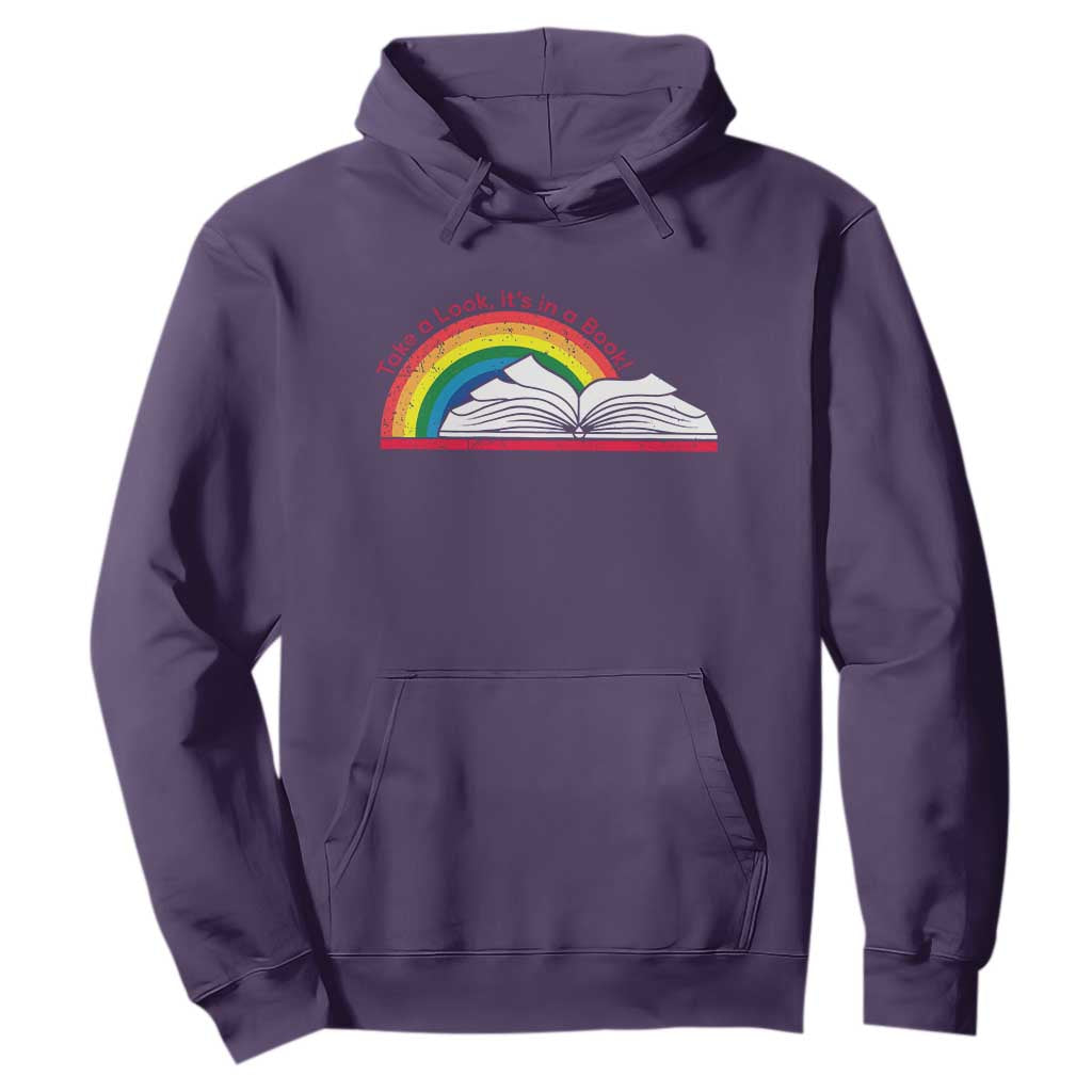 Take A Look It's In A Book Hoodie Reader Lover Librarian Rainbow TS11 Purple Print Your Wear