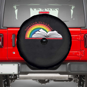 Take A Look It's In A Book Spare Tire Cover Reader Lover Librarian Rainbow TS11 Black Print Your Wear