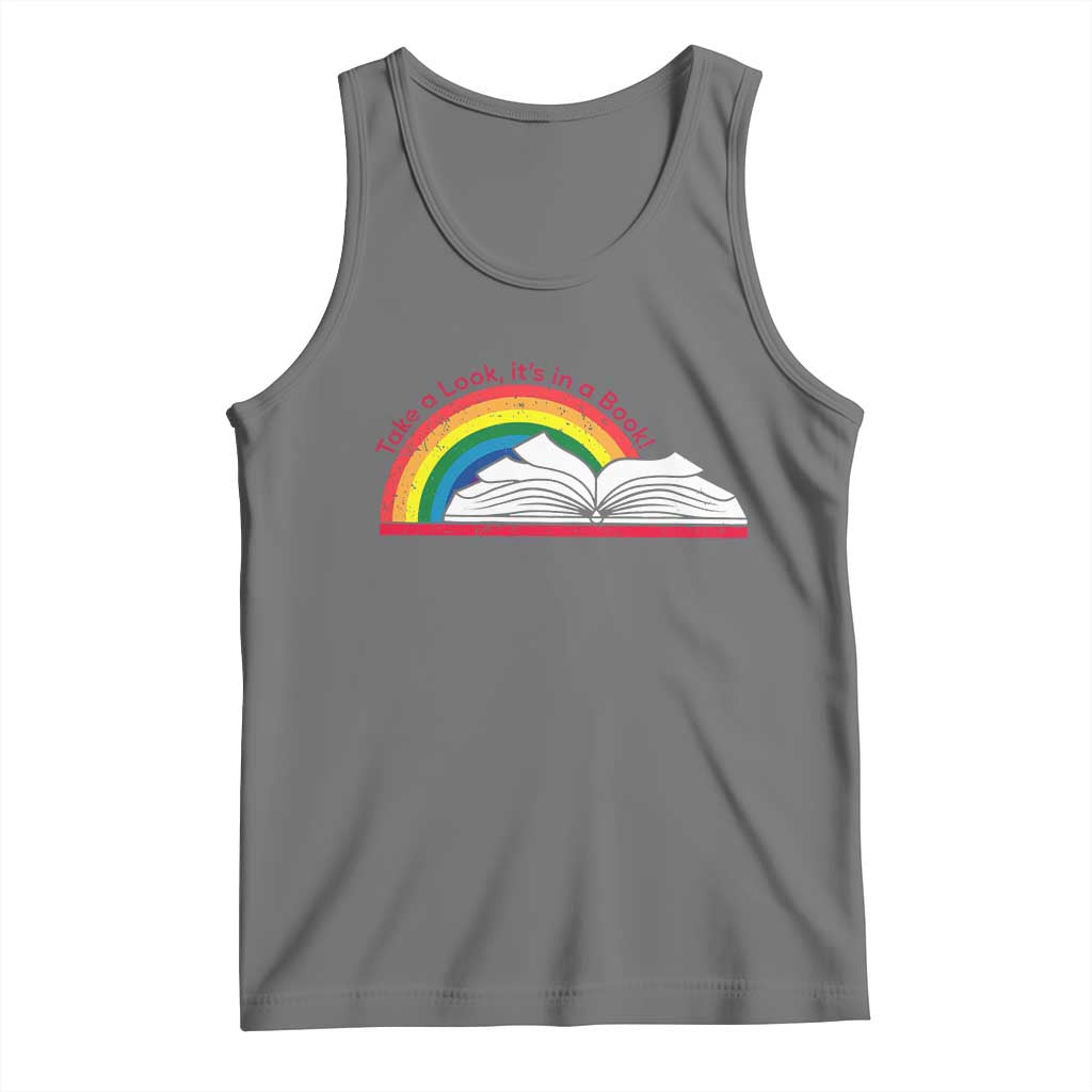 Take A Look It's In A Book Tank Top Reader Lover Librarian Rainbow TS11 Black Heather Print Your Wear