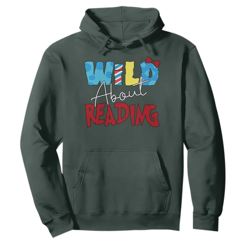 Funny Wild About Reading Hoodie Reader Lover Librarian TS11 Dark Forest Green Print Your Wear