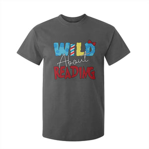 Funny Wild About Reading T Shirt For Kid Reader Lover Librarian TS11 Dark Heather Print Your Wear