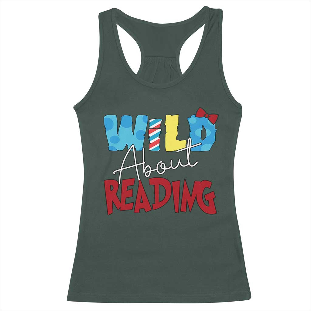 Funny Wild About Reading Racerback Tank Top Reader Lover Librarian TS11 Dark Forest Green Print Your Wear