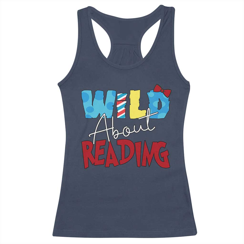 Funny Wild About Reading Racerback Tank Top Reader Lover Librarian TS11 Navy Print Your Wear