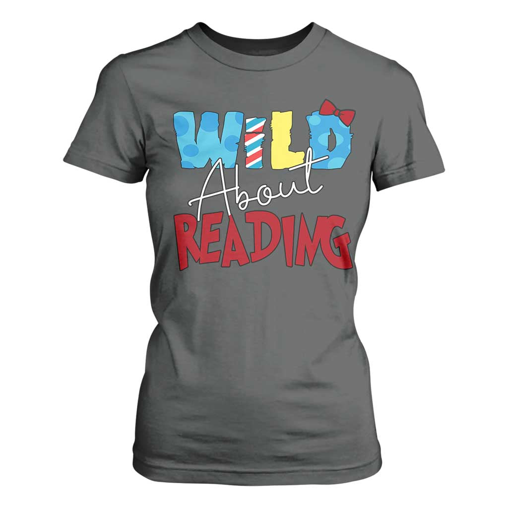 Funny Wild About Reading T Shirt For Women Reader Lover Librarian TS11 Dark Heather Print Your Wear