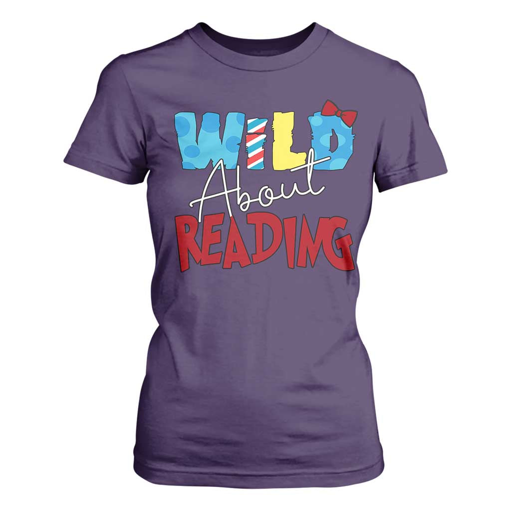 Funny Wild About Reading T Shirt For Women Reader Lover Librarian TS11 Purple Print Your Wear